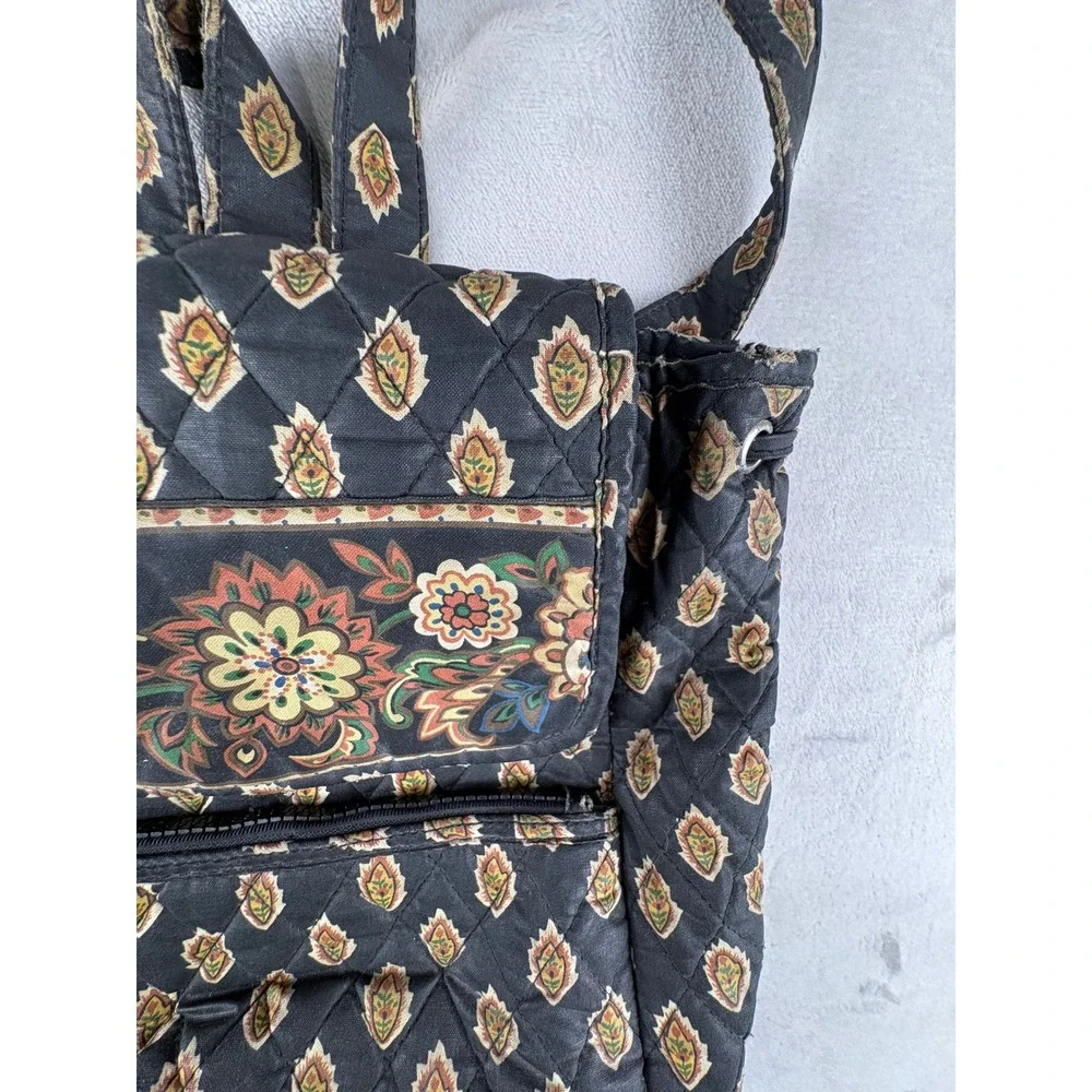 Maggie B Vintage Quilted Backpack Floral Paisley Black Boho School Travel Bag